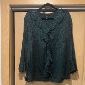 Investments Teal Ruffled Blouse